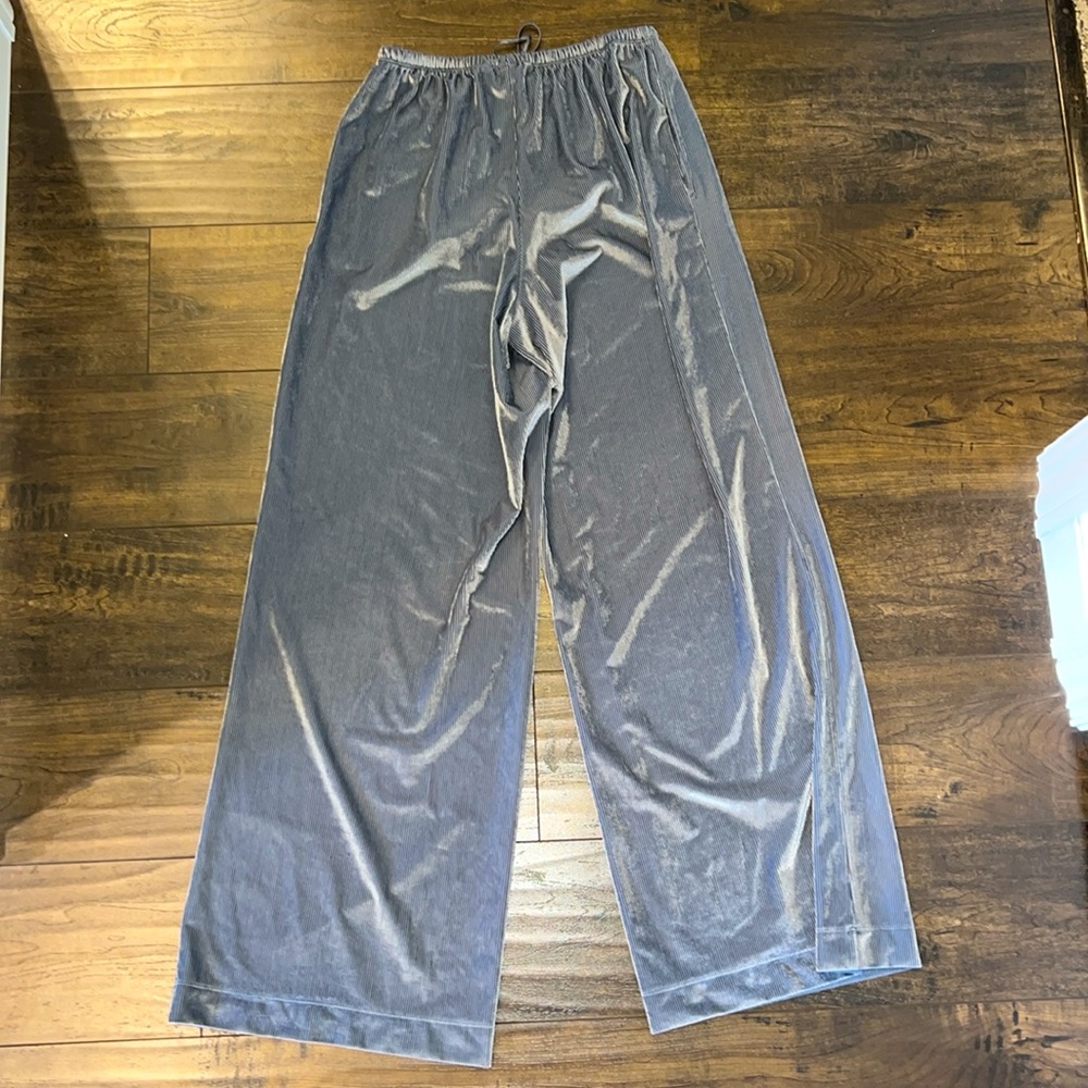 Shiny Velvet Wide Leg Pajama Bottom - Picture 2 of 4
